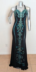 Jovani Cocktail Evening Dress black Beaded, Crystals, Embellished Strapless Sz 8 - Picture 1 of 10