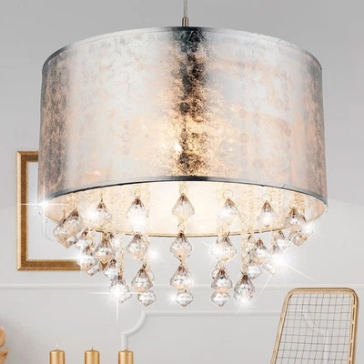 Lampadario Lampada da Soggiorno Lampada Tavolo da Pranzo Cristalli LED H 140 CM - Immagine 1 di 4