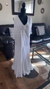 ASHRO XL Maxi Sleeveless winter white Dress Cotton - Picture 1 of 8