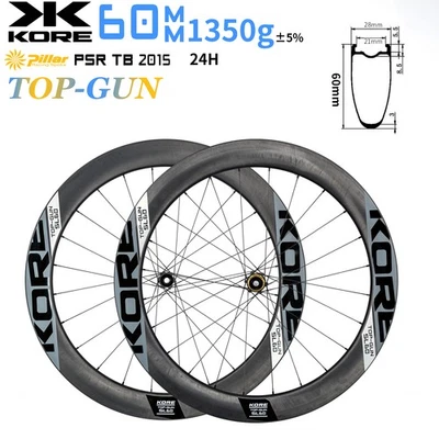 KORE 60mm Carbon Laufradsatz TOP-GUN Clincher 60T 24H Disc Brake 1350g HG/XD - Bild 1 von 4