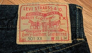LEVI LVC 501XX VTG 1955 BIG E RED LINE SELVEDGE DARK DENIM JEANS 33×34 - Bild 1 von 8