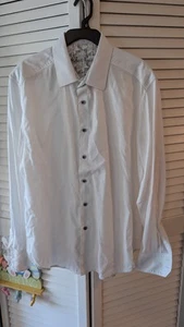 Robert Graham White Button-down Collar Shirt With Gray Inside Trim Men's XL - Picture 1 of 8