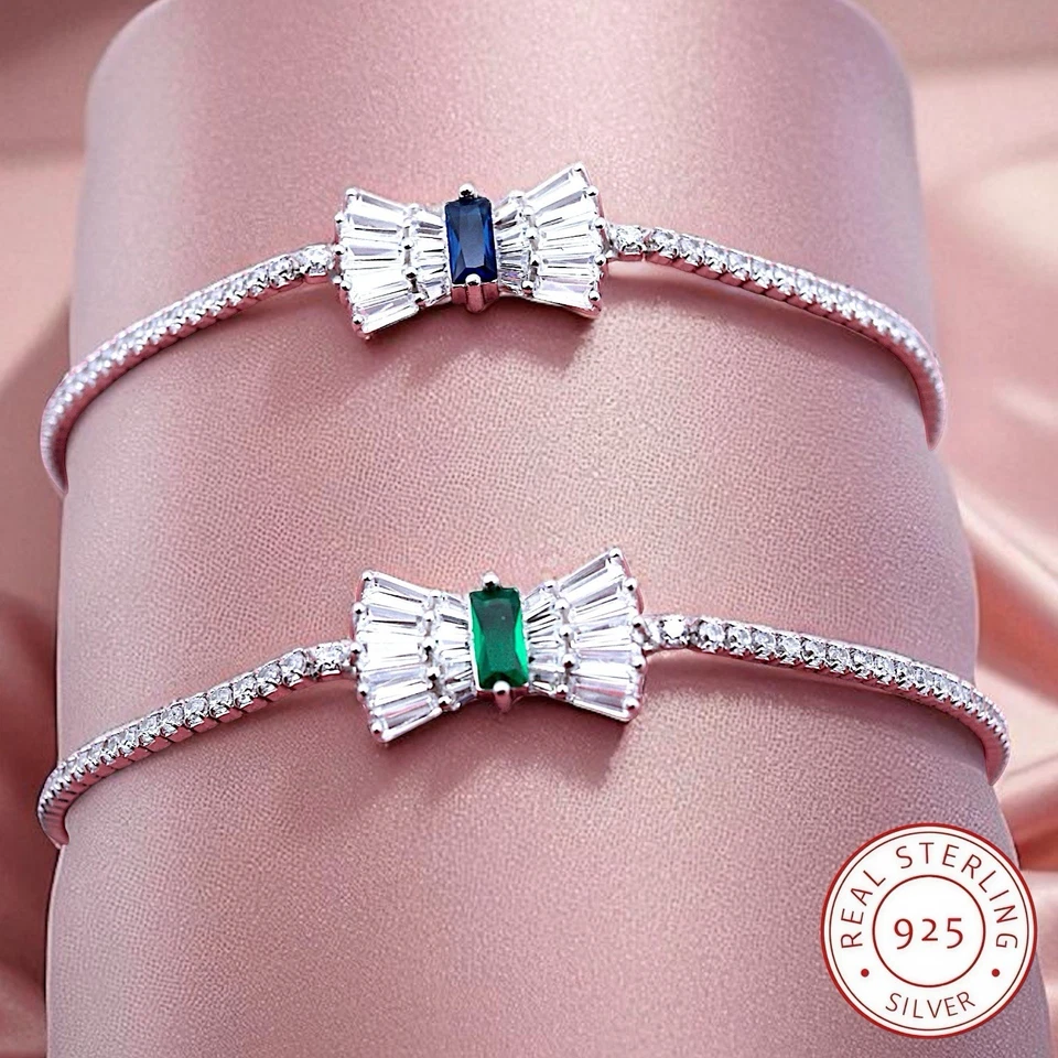 ❗SALE❗ 925 Sterling Silber Tennis Armband Schleifen Bracelet mit Geschenkbox - Bild 1 von 1