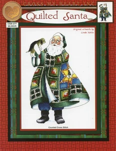 Quilted Santa Cross Stitch Pattern Cross My Heart CSB-277 Linda Kotila - Picture 1 of 2