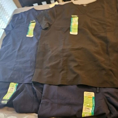 Scrubstar Essentials Conjunto de dos pantalones y dos tops con cuello en V XL con cordón azul Foto 1 de 4