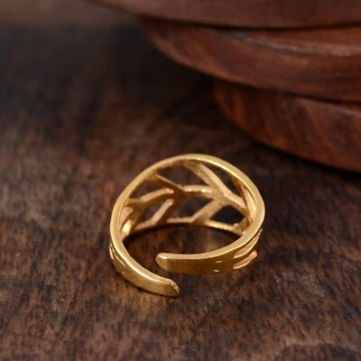 Anillo Hojas Latón Mujer Anillo Promesa Anillo Compromiso Hecho a Mano Regalo para Ella Foto 1 de 4