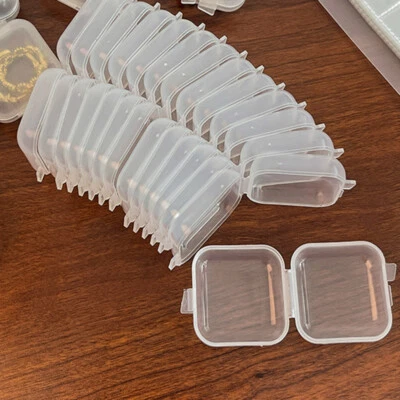50/100PCS Mini Plastic Boxes Clear Small Jewellery Storage Container Empty Box - Image 1 of 4