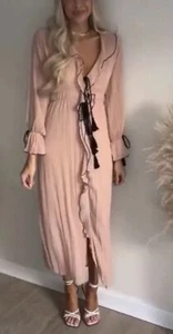 Zara abito blogger con volant e fiocchi rosa, rosa antico taglia S. NUOVO 9878/091 - Foto 1 di 18