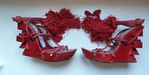 Vintage paire de chaussures de défilé Christian Lacroix laque fashion mode luxe - Picture 1 of 12