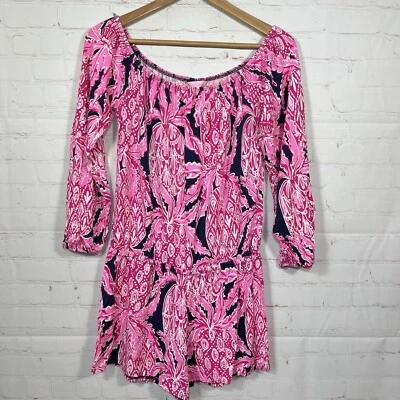 Mameluco Fuera del Hombro Lilly Pulitzer Lana Talla Pequeña Rosa Sorbete Gran Altitud Foto 1 de 4