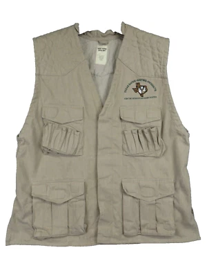 Texas Safari Rifle Vest 100% Cotton Beige Embroidered Big Game Hunting Size XL - Image 1 of 4