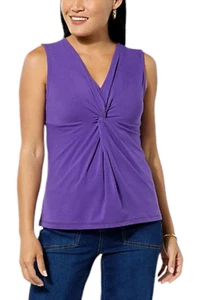 DG2 by Diane Gilman Women's Front Twist Tank Top Royal Purple - Picture 1 of 2