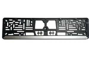 Black + Silver European Euro License Number Plate Holder Frame German Car Tag - Picture 1 of 2