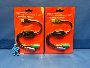 Monoprice 10934 PS/2 Keyboard/Mouse to USB Converter Adapter *LOT of 2 - Picture 1 of 2