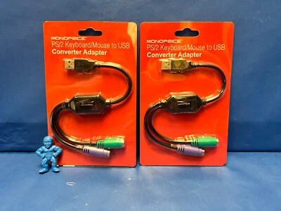 Monoprice 10934 PS/2 Keyboard/Mouse to USB Converter Adapter LOT of 2 - Image 1 of 2