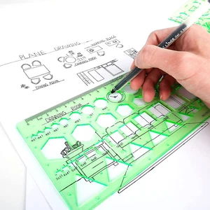 11PCS Geometric Drawings Templates, Drafting Stencils Measuring Tools, Plast... - Picture 1 of 1