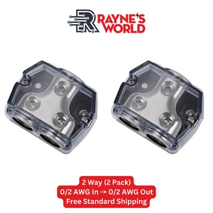 2 PACK 2 Way Distribution Block 0-4 AWG In, 0-4 AWG Out for Power or Ground - Picture 1 of 6