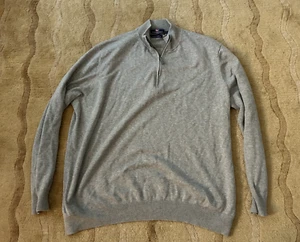 Vineyard Vines Thaxter Cashmere Blend Quarter-Zip Mens Size XXL Light Gray - Picture 1 of 4