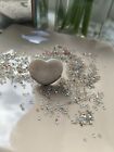 Chunky White Crystal Heart Ring size M or N 1/2  (7 - 170 mm)
