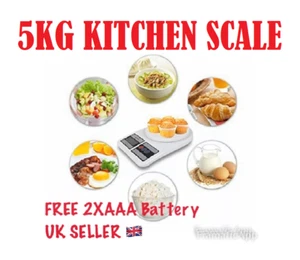 5kg Digital Electronic Kitchen Scale Parcel Weighing Free 2XAAA Batteries - Picture 1 of 2