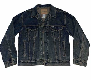 Levi Strauss “Signature” Dark Wash Blue Jean Denim Trucker Jacket Size M Vintage - Picture 1 of 13