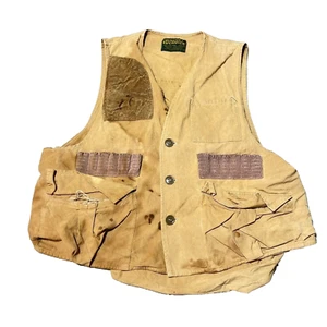 Vintage Hunters Choice Vest Mens Extra Large Bird Hunting Brown 100% Cotton 90s - Picture 1 of 7