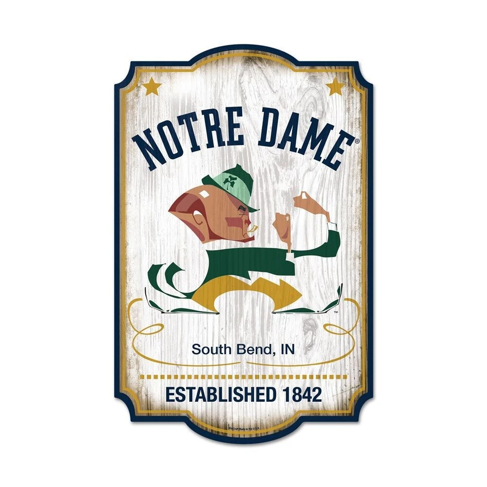 NOTRE DAME FIGHTING IRISH COLLEGE VAULT WOOD SIGN 11"X17'' NEW WINCRAFT 🍀 - Image 1 of 1