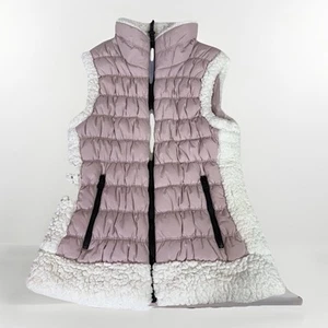 Calvin Klein Performance Pink Quilted Puffer Zip Vest Sherpa Size M Stretch - Picture 1 of 13
