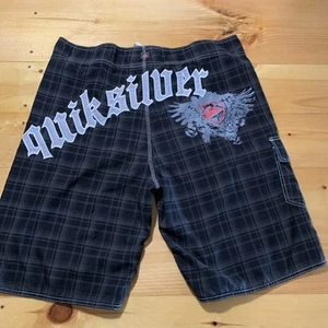 Vintage Y2K QuickSilver Boardshorts Gr. 40 Unikat Badehose 90er Rückenprint - Bild 1 von 9