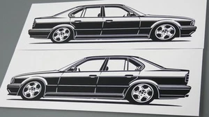 Pegatina BMW E34 M5 Silhouette BMW E34 M5 limusina pegatina silueta negra nueva - Imagen 1 de 21