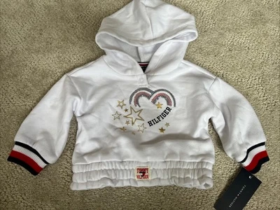 NWT - Tommy Hilfiger Sequin Stars White Hoodie Baby Girl size 3-6 Months - Image 1 of 4