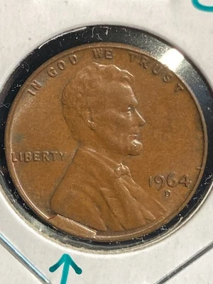1964-D Lincoln Memorial Cent Mint Error- Obverse Base of Bust CUD - Image 1 of 2