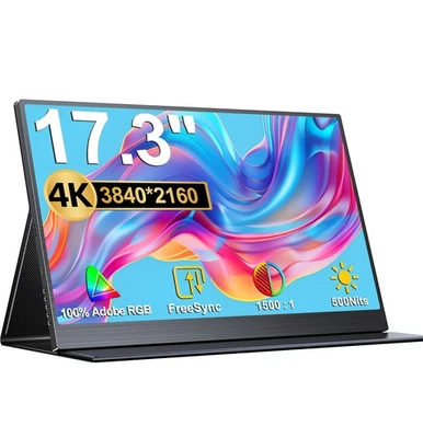 UPERFECT 17.3" 4K Portable Monitor 3840x2160 Gaming Monitor USB C Laptop Monitor - Image 1 of 4