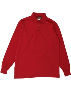 MARATHON Mens Long Sleeve Polo Shirt Large Red Polyester AI01 - Picture 1 of 3