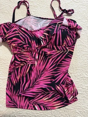 Camiseta tankini Island Escape para mujer talla 16 Beach Bound Tahití estampada rosa Foto 1 de 4