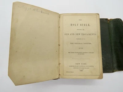 1896 New And Old Test. Holy Bible - Leather Bound - American Bible Society - Image 1 of 4