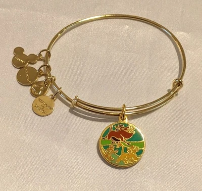 Disney Parks Alex and Ani Hakuna Matata Lion King 2-Sided Charm Bracelet Gold - Image 1 of 4