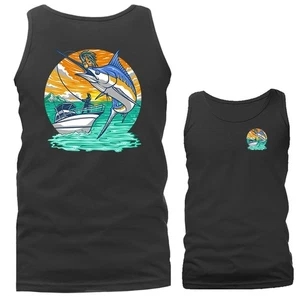 Marlin Strike Open Water Battle Fishing Outdoor Sports Tank Top - Picture 1 of 11