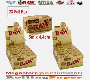 RAW Organic Rolls Slim 5m – Cartine Non Sbiancate 2x Scatola Completa - Photo 1 sur 2
