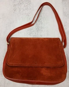 Bolso de mano de cuero de gamuza rojo Susan Gail vintage años 80 cartera pequeña (4" x 6" x9") - Imagen 1 de 13