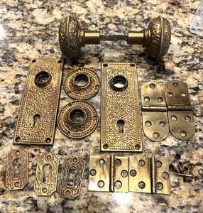 Antique Brass Door Knob & Hardware - Picture 1 of 10