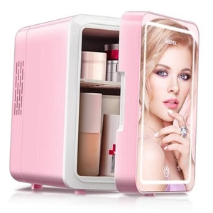 Skincare Fridge, 4L Makeup Mini Fridge With Dimmable LED Light Mirror 4L/6Cans - Picture 1 of 8