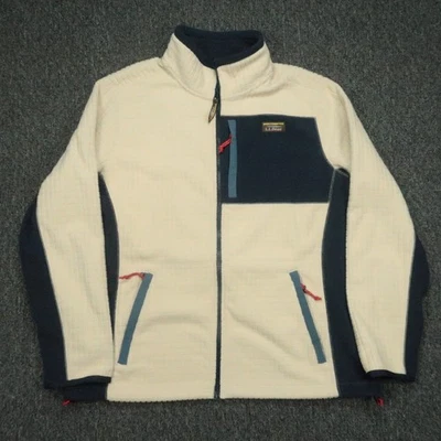 LL Bean Jacket Mens XL Cream Mountain Classic Windproof Fleece Full Zip Pockets - Image 1 of 4