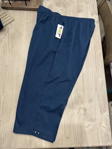Pantaloni Allison Daley Petite Pull-On Capri 14P blu indaco elastico in vita nuovi con etichette - Foto 1 di 7