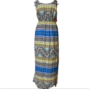 OLD NAVY Maxi Dress SIZE SMALL Geometric Print Side Splits NEW WITH TAGS - Picture 1 of 10