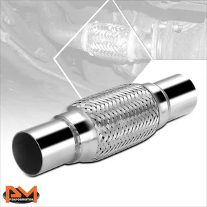 Universal 10" Length 2" OD Double Braid Stainless Steel Flex Tube Exhaust Pipe - Picture 1 of 6