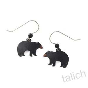 Sienna Sky Earrings Black Bear Handmade in USA Cute Unique Wildlife Gift - Picture 1 of 4