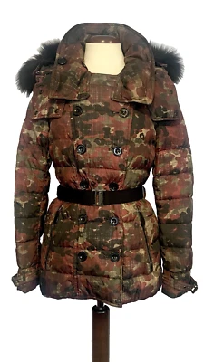 Burberry Brit; Camouflage Goose Down Jacket w/Hood & Detachable Fox Fur Trim LTD - Image 1 of 4