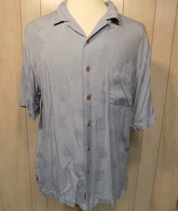 Camisa de campamento hawaiana para hombre Hilo Hattie azul 100 % seda piña talla M - Imagen 1 de 4