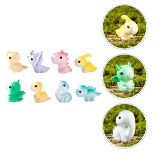 8 Pcs Cartoon Dinosaur Statues Miniature Animal Toys Micro Scene - Picture 1 of 12